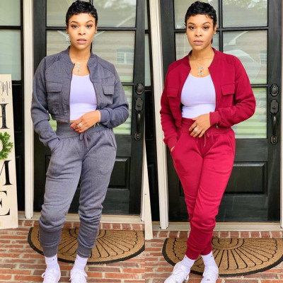 Womens casual fashion solid color two-piece suit KSN8041