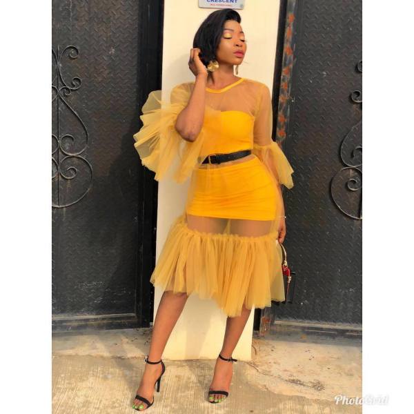 Fashion sexy tube top mesh stitching wild color dress OME9519