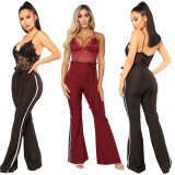 Sexy Strapy Lace Backless Wide Leg Jumpsuits JLX3071