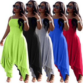 Solid color sexy halter harem pants jumpsuit LS6306
