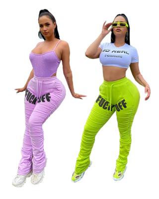 Trousers summer thin letter pile pile pants MTY6289