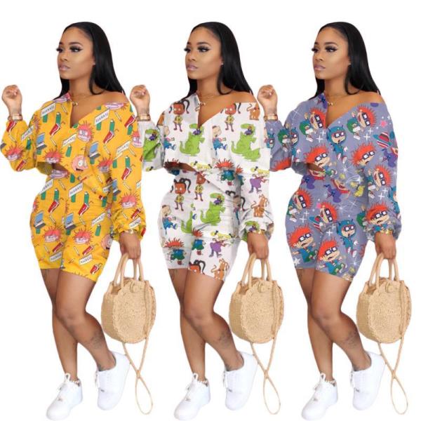 Fashion sexy cartoon print two-piece suit YX9201