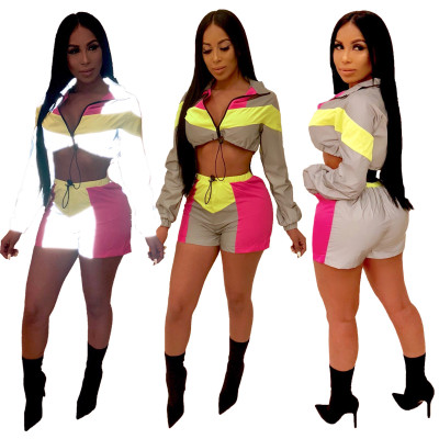 New Fashion Reflective 2 Pcs Sets Tracksuit JH 079