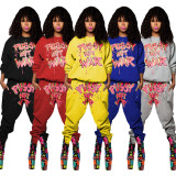 Letter Print Hip Hop Women Two Pieces Sets TRS891
