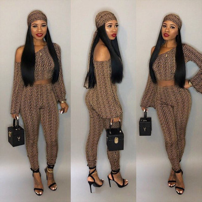 Fashion Outfits Crop Top Skinny Pants With Headband LD8184