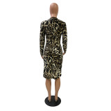 Long sleeve irregular leopard print blouse FM1242