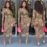 Factory Price Sexy Printing Slim Perspective Midi Dress MD254