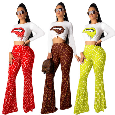 Leisure Newest Outfits Long Sleeves T-Shirt Printing Pants AMM8193