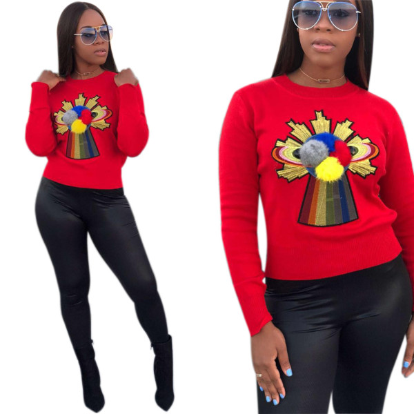 Autumn Bodycon Women Top Full Patchwork Sweater M813