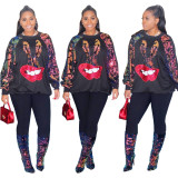 Plus Size Club Sequins Patchwork Black T Shirt For Women HG5281