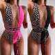 Swimsuit ladies one-piece swimsuit leopard stitching straps CSB18
