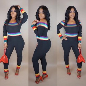 Hot Iridescence Patchwork Strapless Tight Jumpsuits U7064