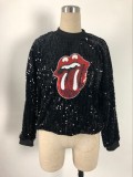 Leisure Cartoon Pattern Sequin Women Hoodies QZ6062