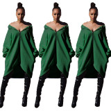 Loose Fitting Long Sleeve Solid Color Irregular Coats OMY8007