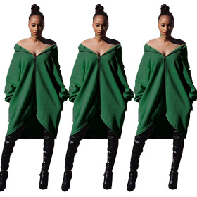 Loose Fitting Long Sleeve Solid Color Irregular Coats OMY8007