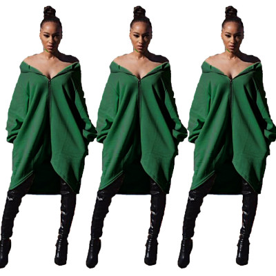 Loose Fitting Long Sleeve Solid Color Irregular Coats OMY8007