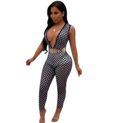 Sexy Deep V Neck Sleeveless Black Jumpsuit H9475-1