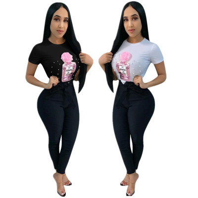 Wholesale Sequin Applique Women T-Shirt With Bead YYZ924
