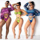 Hot Sale Women Sexy Snake Print 3 Pieces Swimsuits BN9161
