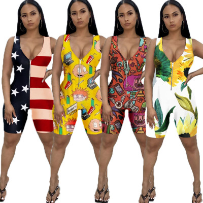 Short cartoon sports jumpsuit R3058