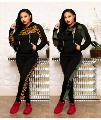 Hot Sale Print Patchwork Sets Women Hoodie Sport Pants ORY5141