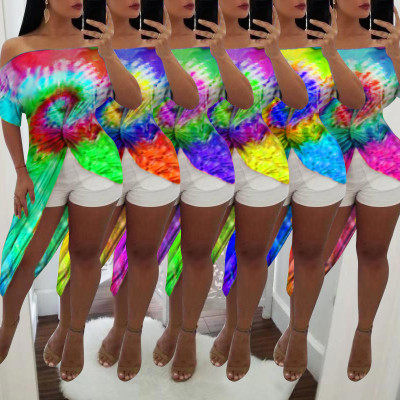 Hot Sell Irregular Tie Dye Oversize Strapless Women Top ALS127