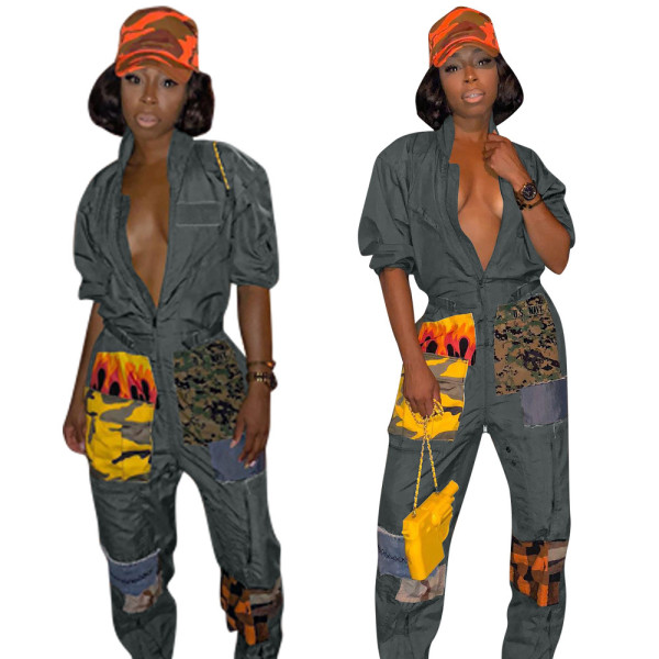 Trendy Street Style Mid Waist Women Jumpsuit LD8209