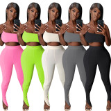 Strap-wrapped fishtail trousers sports suit NK124