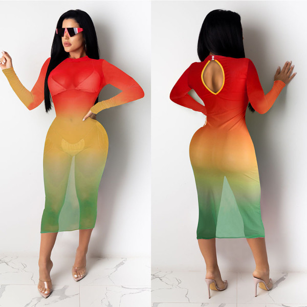 Sexy colorful net yarn dress nightclub clothes F166