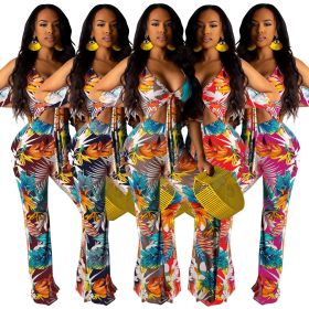 Hot Sell Digital Printing Mid Waist Straight Jumpsuit SMR9348
