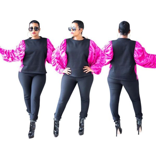 Sports Shirt Loose Ruffle Puff Sleeve Hoodie For Daily Wear MF5135