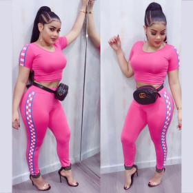 Running Ladies Suits Short Sleeve Crop Top Skinny Pants YYZ712