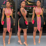 New Design Slim Bodycon Sleeveless Dress With Tassel RB3021