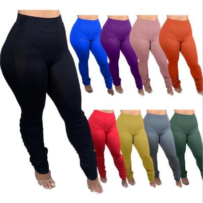 Fashion Solid Color Bodycon Pleated Trousers H1527