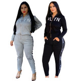 Online Sale Letters Printing Black/Gray Female Tracksuits BS1134