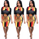 Stripe Cartoon Printing Half Sleeve Cheap Dress E8311