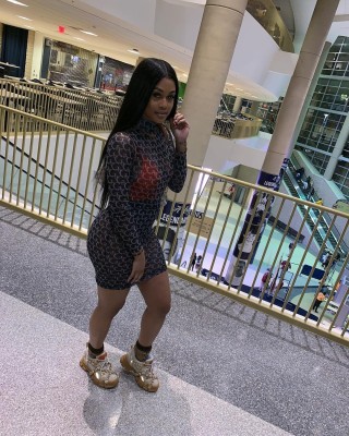 Sexy letter mesh gauze print dress MOS940