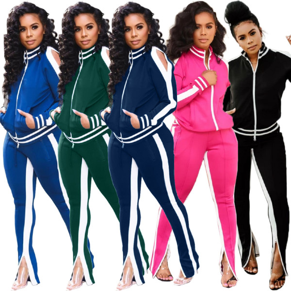 Autumn Winter Ladies 5 Colors Leisurewear Sport Zipper Outfits X9206
