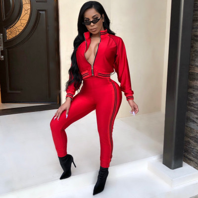 Women Wholesale Soild Color Long Sleeve Two Pieces Outfits A8297