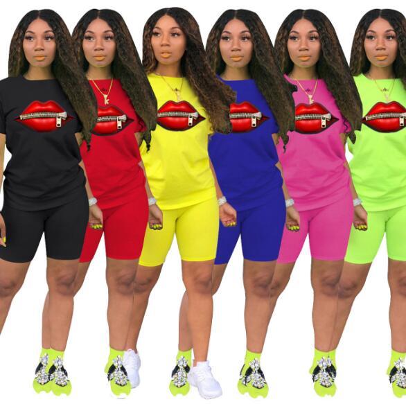 Two piece set of fashionable casual lips zipper M1072