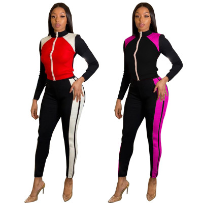 Spliced sportswear two-piece running suit suit jacket long-sleeved explosion winter AL127