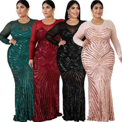 Solid color sequin dress sexy dress YF1085