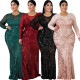Solid color sequin dress sexy dress YF1085