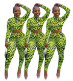 Zebra Printing Women 2 Pieces Bodycon Leisure Outfits AA5101