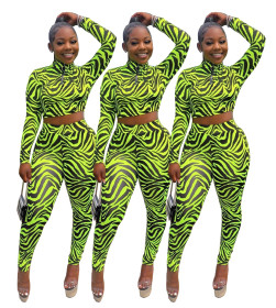 Zebra Printing Women 2 Pieces Bodycon Leisure Outfits AA5101