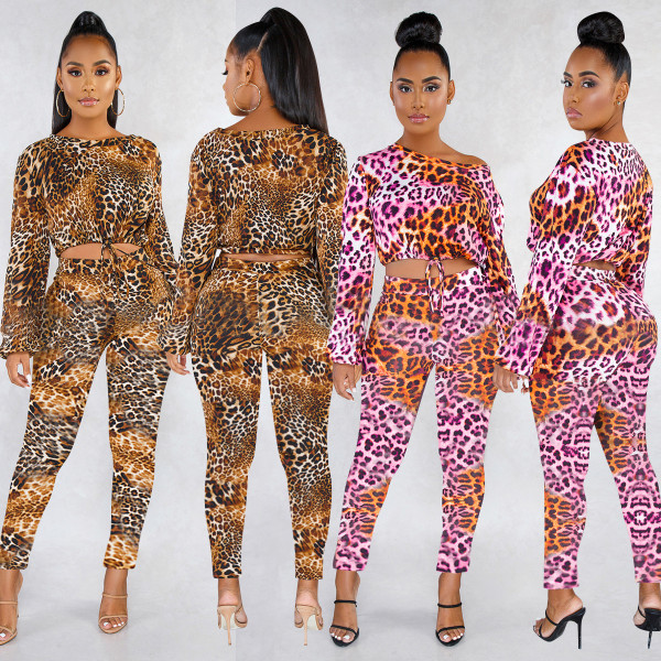 New Arrival Women Leopard Printing Casual Bodycon Outfits ALS139