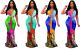 Printed casual fashion V-neck large swing nightclub dress LZ578