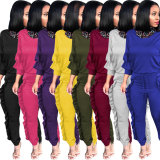 Casual Solid Color 2 Pieces Ruffle Autumn Outfits SN3242