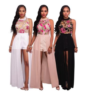 Ladies Sexy Embroider Sleeveless Long Dress SF0148