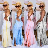 Strap Splits Printing and Dyeing Dress Nightclub KA7093